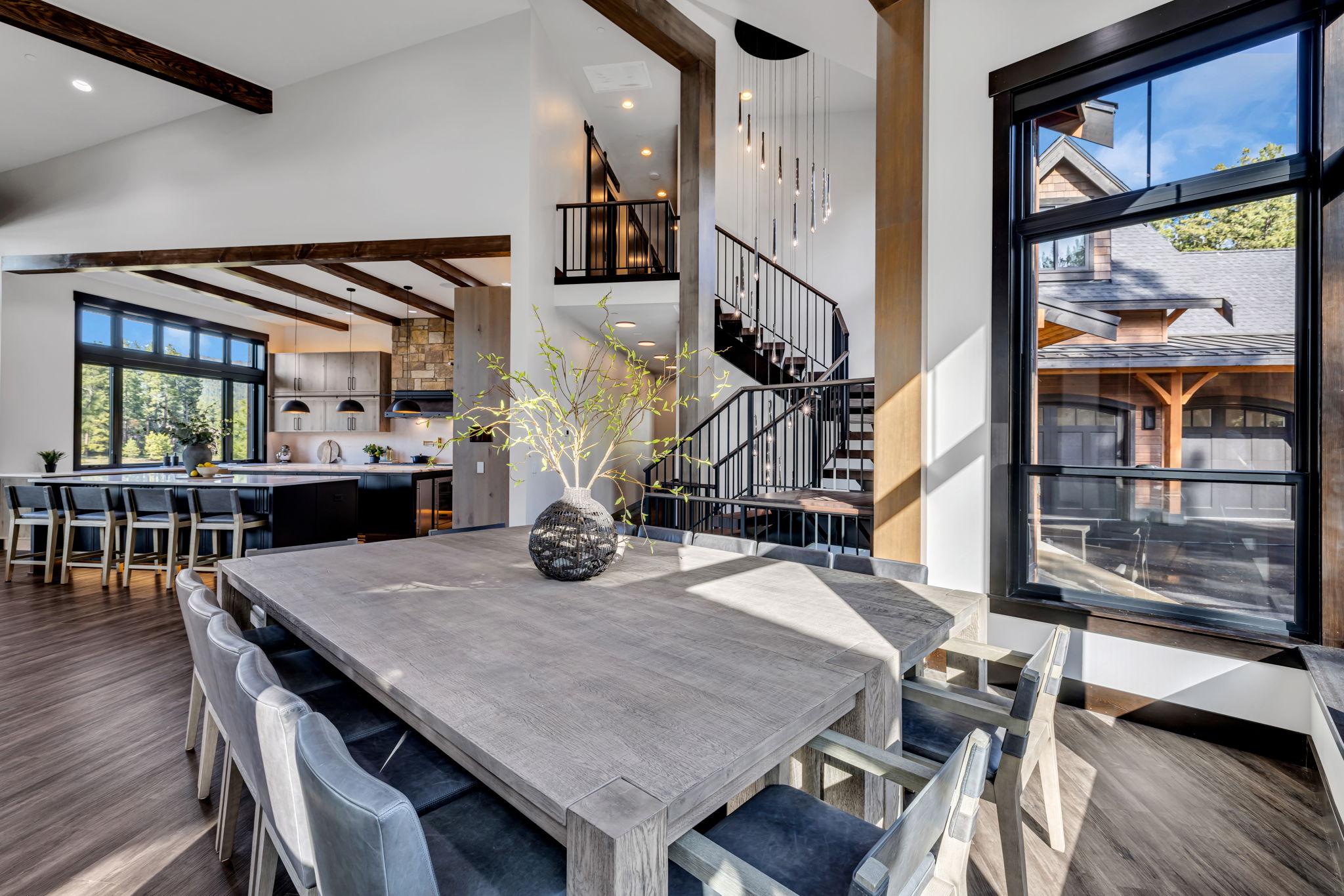 dining table next to stairs