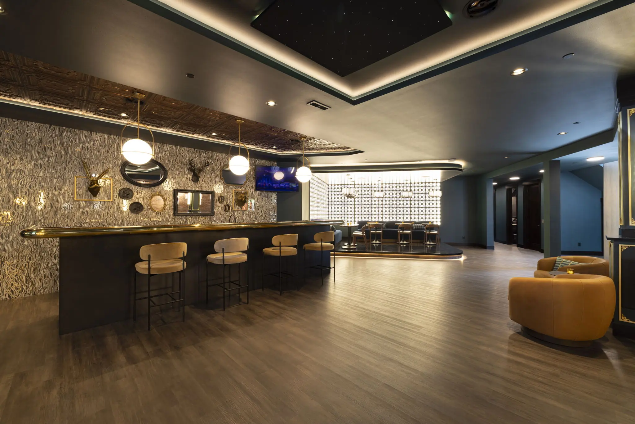 bar and chairs