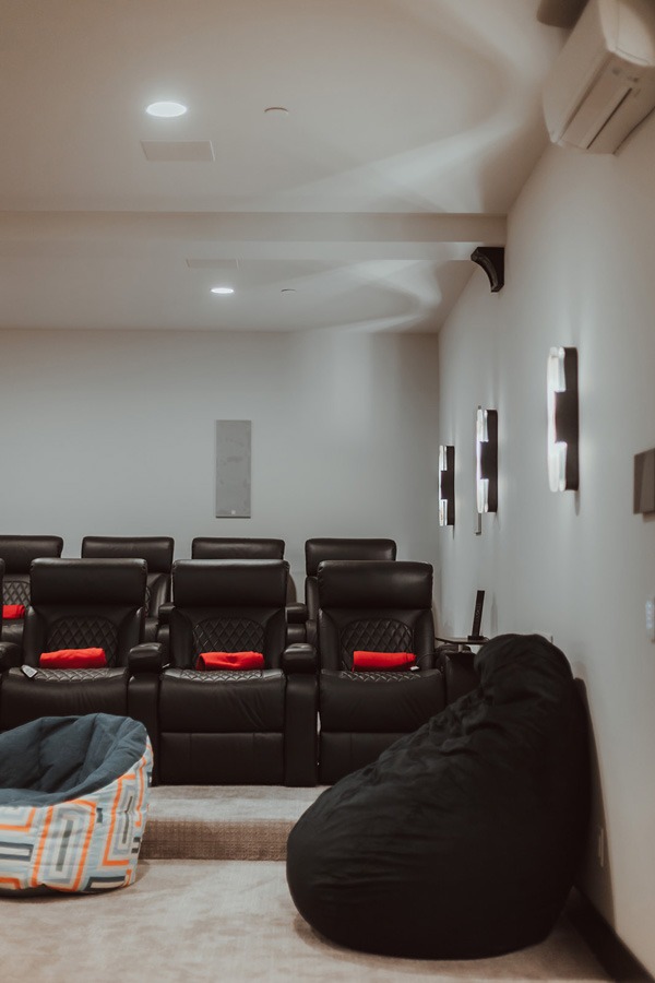 bean bags in the cinema room