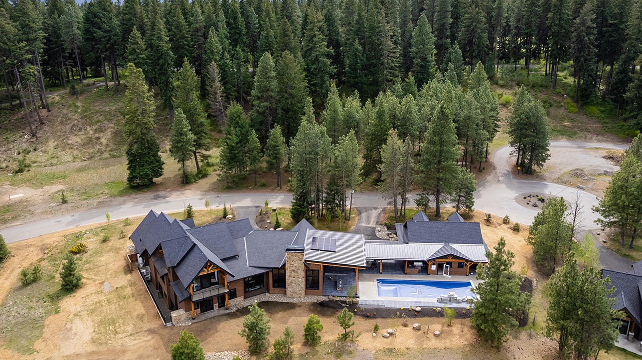 drone view of the lodge